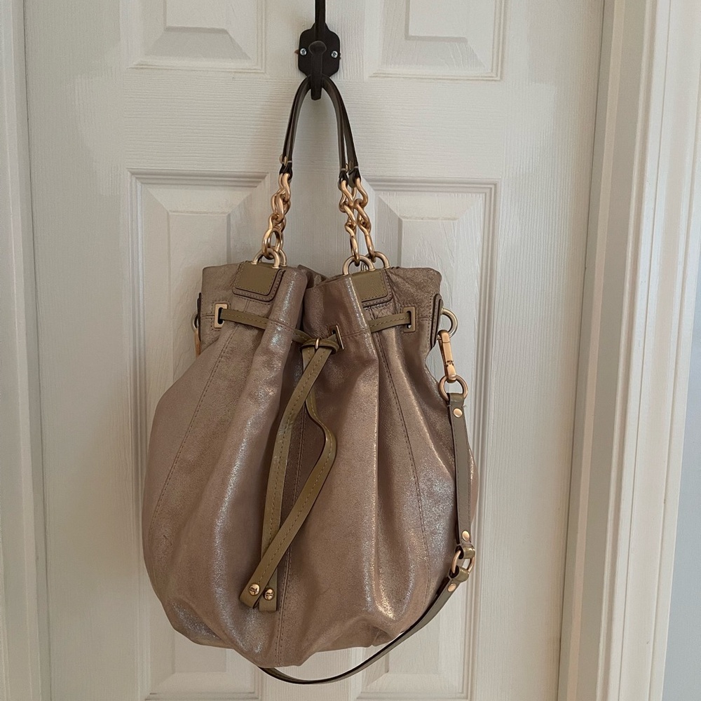 Coach metallic drawstring purse brown and gold including NWT coin purse